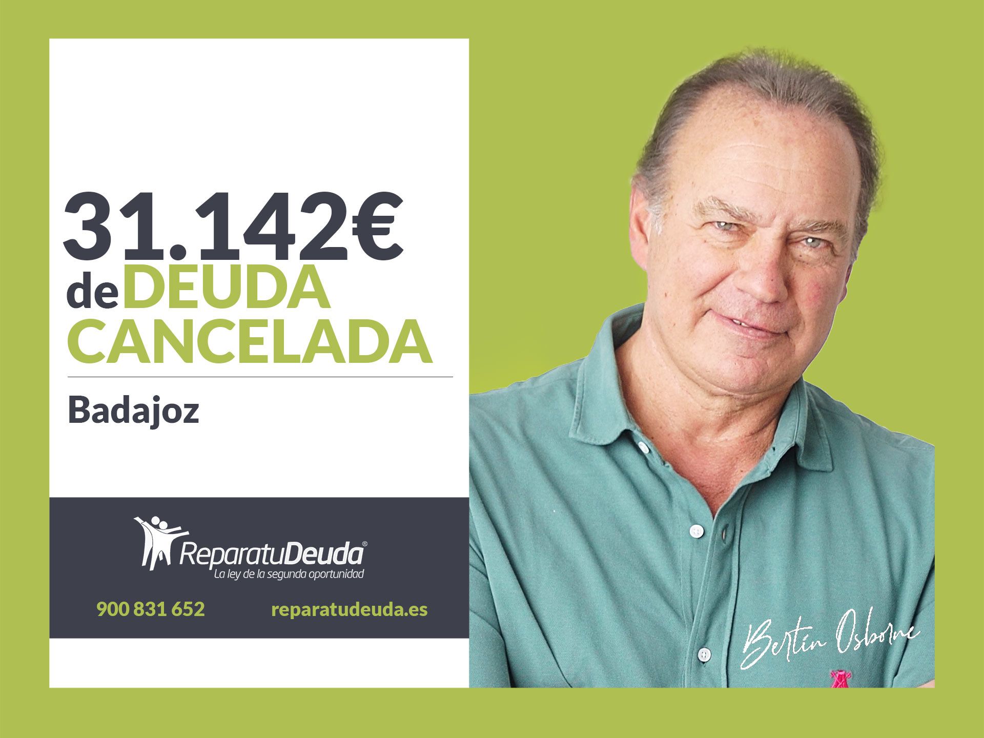 Repara tu Deuda Abogados cancela 31.142€ en Badajoz (Extremadura) con la Ley de Segunda Oportunidad